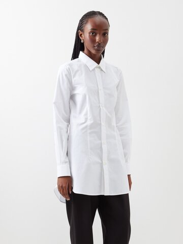 marni - cutaway-collar cotton-poplin oversized shirt - womens - white