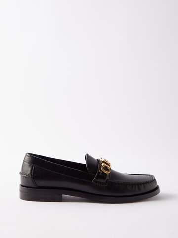 gucci - logo-plaque leather loafers - womens - black