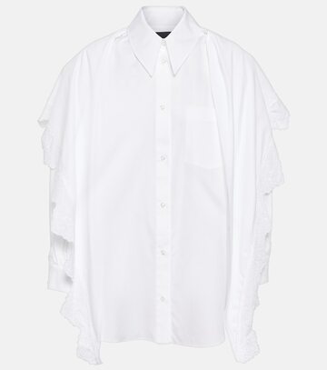 simone rocha embroidered cotton shirt in white
