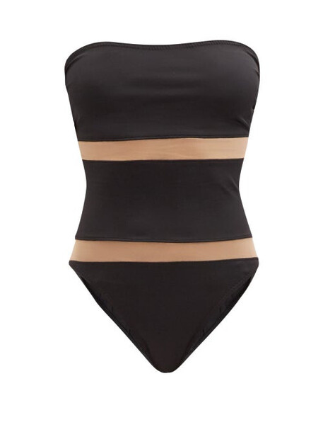 Norma Kamali - Bishop Strapless Panelled Swimsuit - Womens - Black Nude
