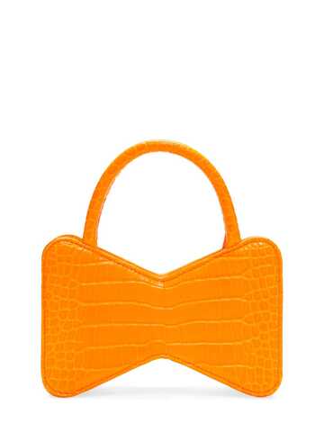 mach & mach bow shape glitter top handle bag in orange