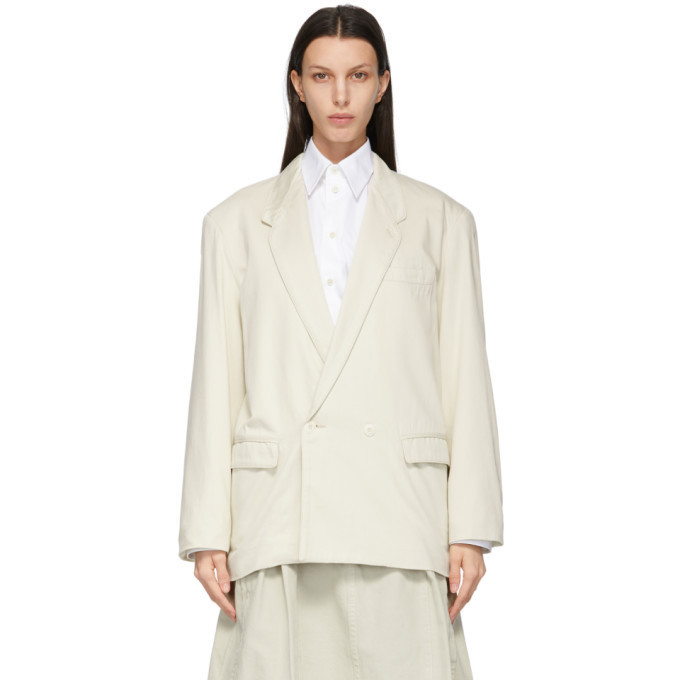 Lemaire Off-White Denim DB Jacket in ivory