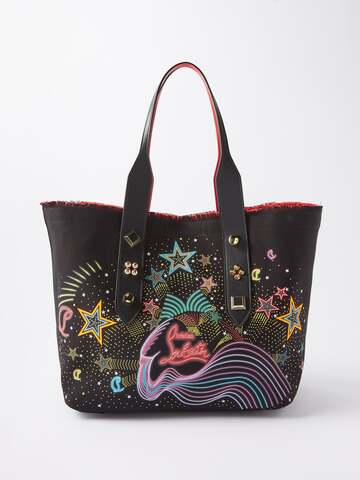 christian louboutin - frangibus medium starlight-print canvas tote bag - womens - black multi