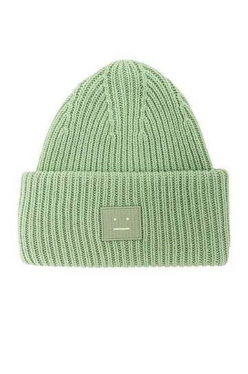 acne studios face beanie in sage in green