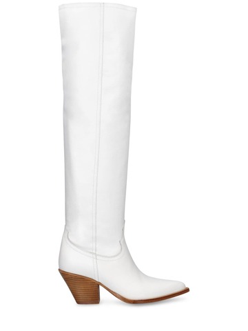 SONORA 90mm Acapulco Leather Slouchy Boots in white