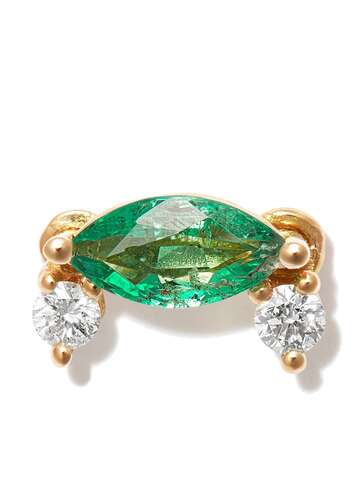 delfina delettrez 18kt yellow gold dancing diamonds emerald and diamond earring