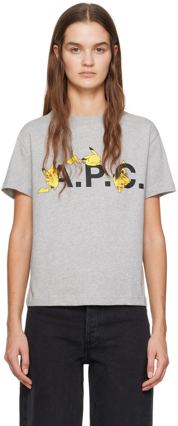 a.p.c. a.p.c. gray pikachu t-shirt in grey