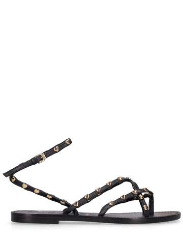 moschino 15mm heart studs leather thong sandals in black