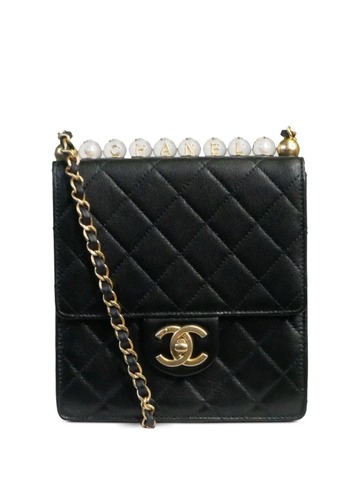 chanel pre-owned 2020 mini diamond-quilted flap shoulder bag - black