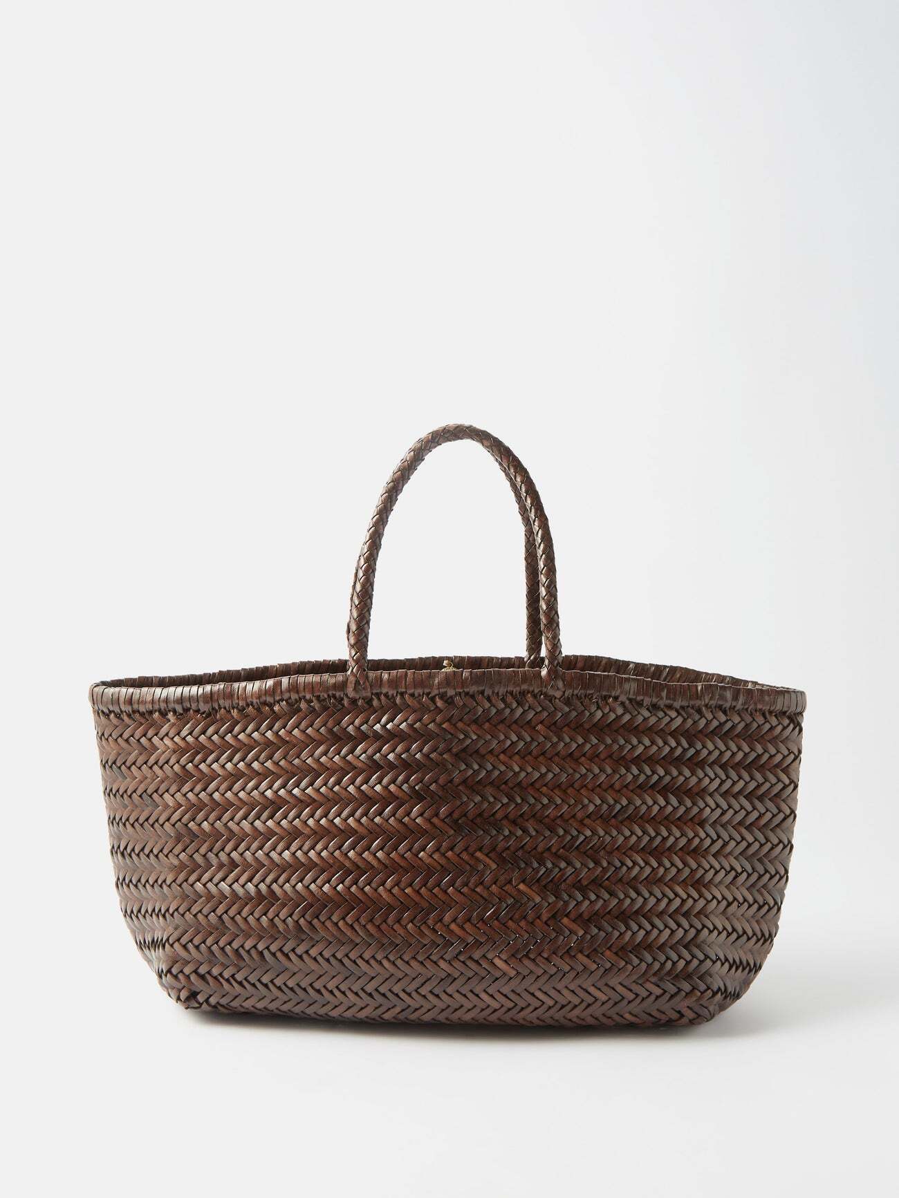Dragon Diffusion - Triple Jump Large Woven-leather Basket Bag - Womens - Dark Brown