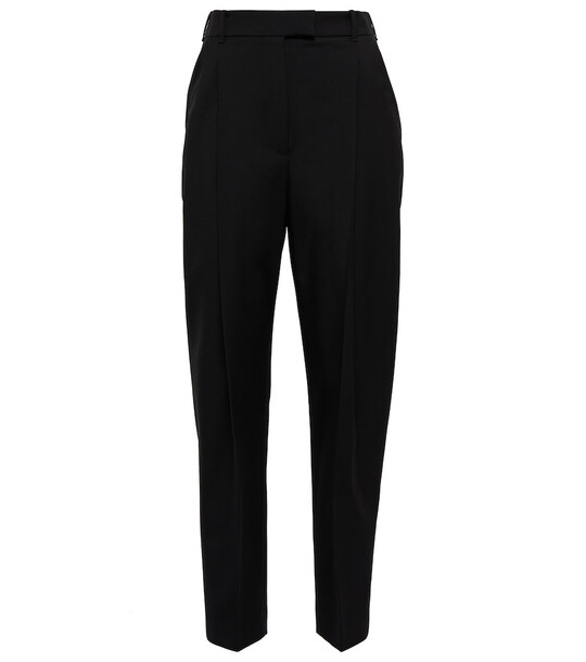 Alexander McQueen High-rise tapered wool pants in black
