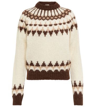 Saint Laurent Intarsia wool and mohair-blend sweater in neutrals