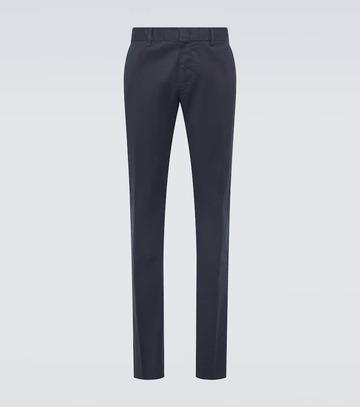 zegna cotton blend chinos in blue