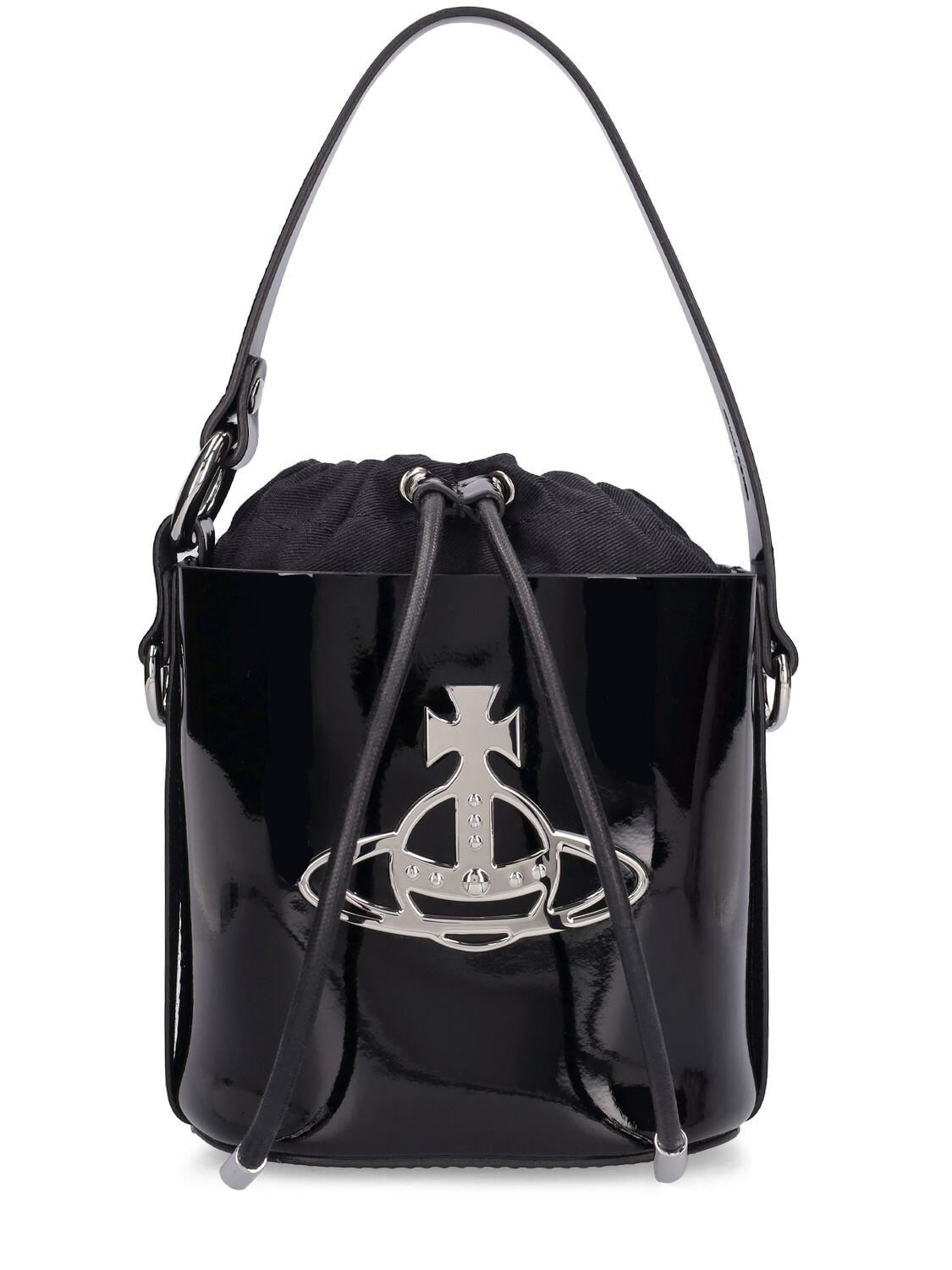 VIVIENNE WESTWOOD Small Daisy Patent Leather Bucket Bag in black