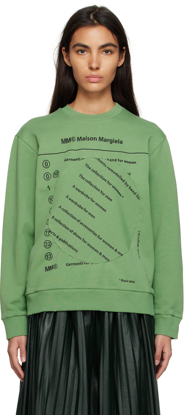 mm6 maison margiela green printed sweatshirt