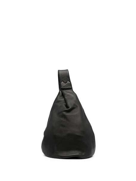 Discord Yohji Yamamoto logo-embossed leather shoudler bag - Black