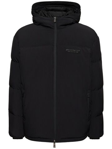 armani exchange hooded nylon down jacket in black
