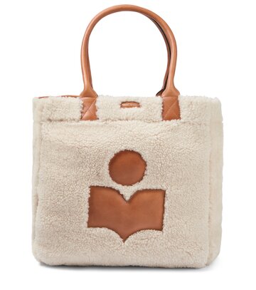 Isabel Marant Yenky shearling and leather tote in white
