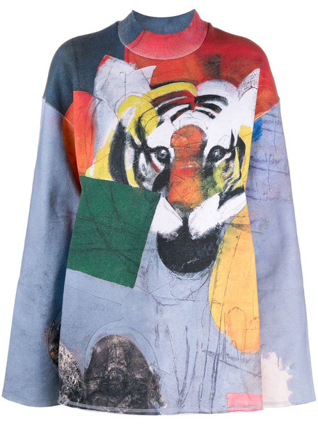 Kenzo graphic tiger print jumper in blue