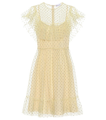 redvalentino embellished tulle minidress in yellow