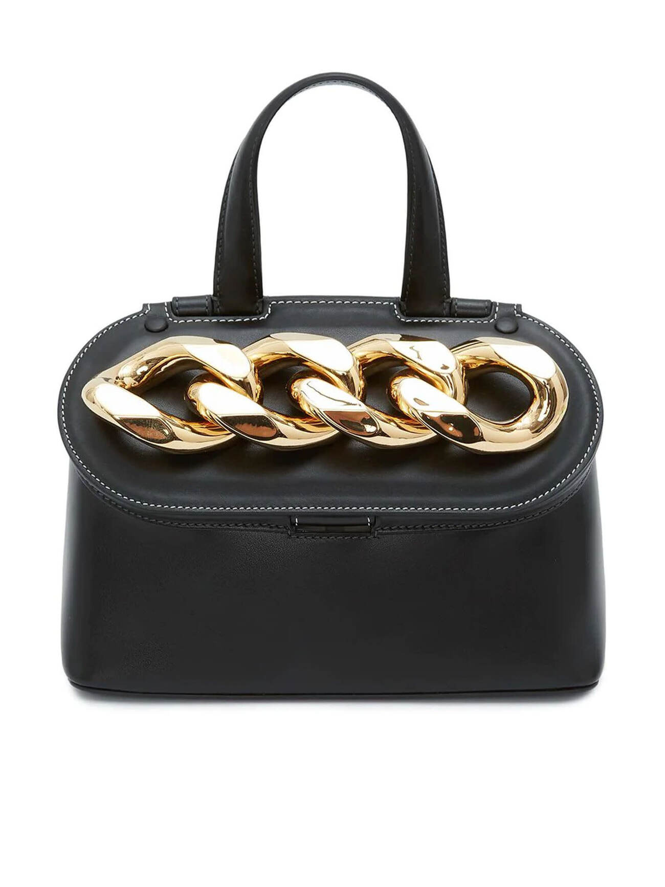 J.W. Anderson Black Leather Chain Lid Bag in nero