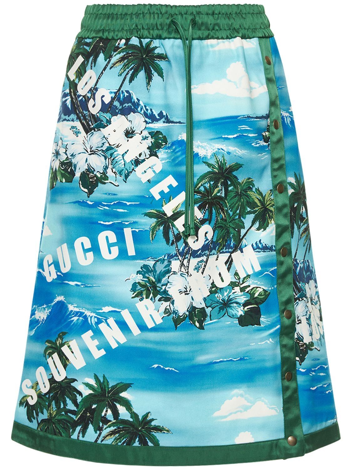 GUCCI Printed Cotton Canvas Skirt in blue / green