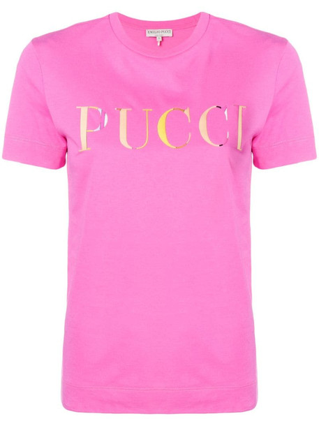 Emilio Pucci Pink Guanabana Print Logo T-Shirt