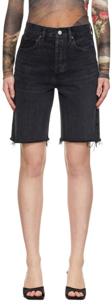 AGOLDE Black 90's Mid-Rise Loose Shorts