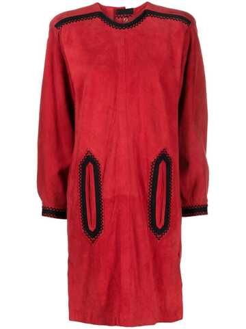 saint laurent pre-owned two-tone suede shift dress - red