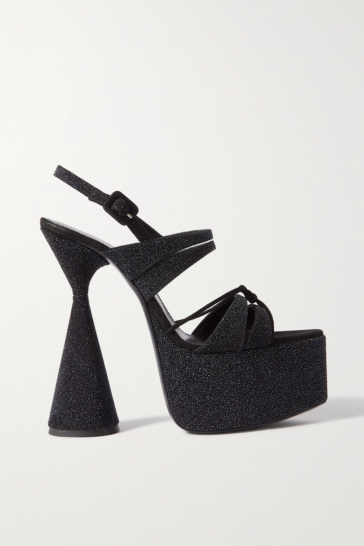 D'Accori - Belle Glittered-leather Platform Sandals - Black