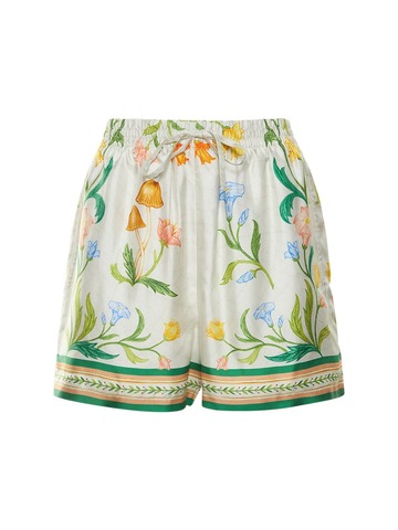 CASABLANCA L'arch Fleurie Print Silk Twill Shorts