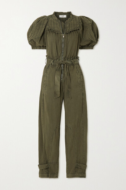 Sea - Layla Belted Quilted Cotton Jumpsuit - Green