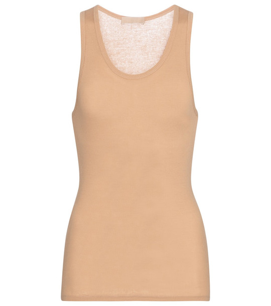 WARDROBE.NYC Ribbed-knit cotton tank top in beige