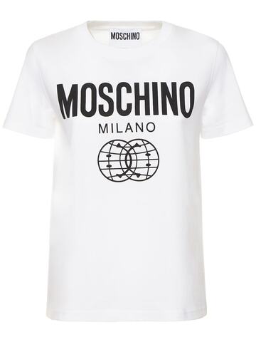 MOSCHINO Smiley Logo Print Cotton Jersey T-shirt in blue