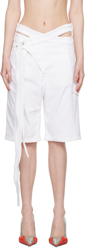 ottolinger white asymmetrical denim shorts