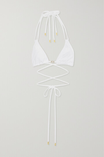 loewe - + paula's ibiza triangle halterneck bikini top - white