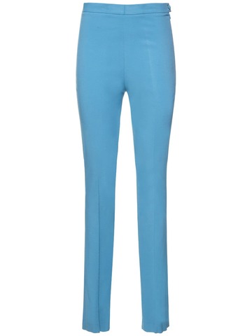HEBE STUDIO The Goldie Fitted Stretch Viscose Pants in blue