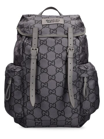 gucci gg ripstop nylon backpack in black / grey