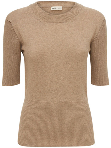 BITE STUDIOS Cashmere Knitted T-shirt in beige
