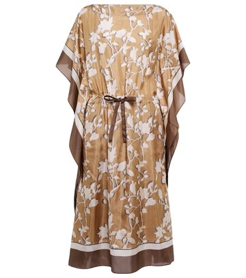 Brunello Cucinelli Floral silk dress in beige