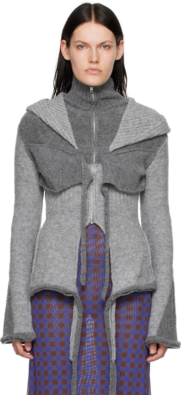 ottolinger gray hooded cardigan in grey