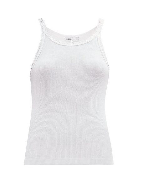 Re/done Originals - X The Attico Crystal Embellished Tank Top - Womens - White