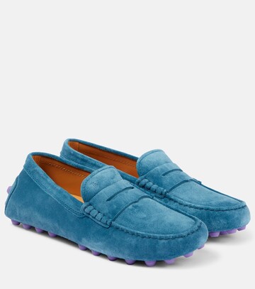 tod's gommino bubble suede loafers in blue