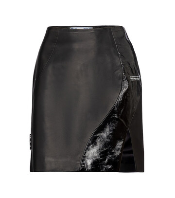 Off-White High-rise leather miniskirt in black