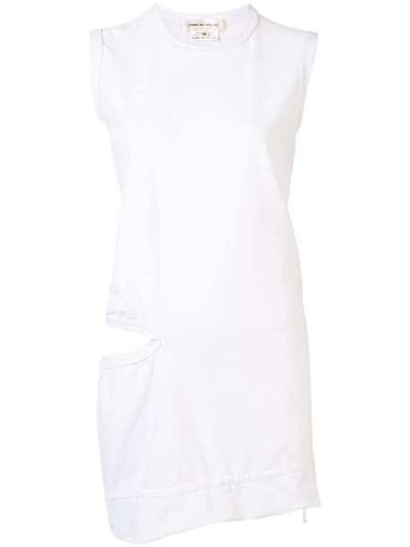 Comme Des Garçons mid-length cut-out detail vest top in white