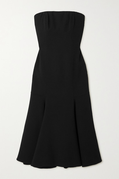 VALENTINO - Strapless Wool-blend Crepe Midi Dress - Black