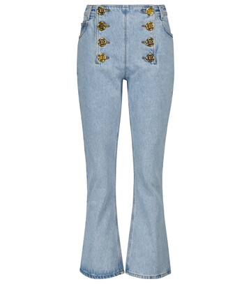 Balmain Embellished low-rise flared jeans in blue