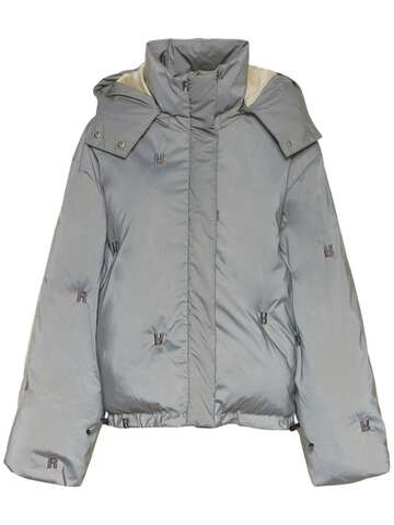 ROTATE Padded Quilt Puffer Logo Jacket in grey