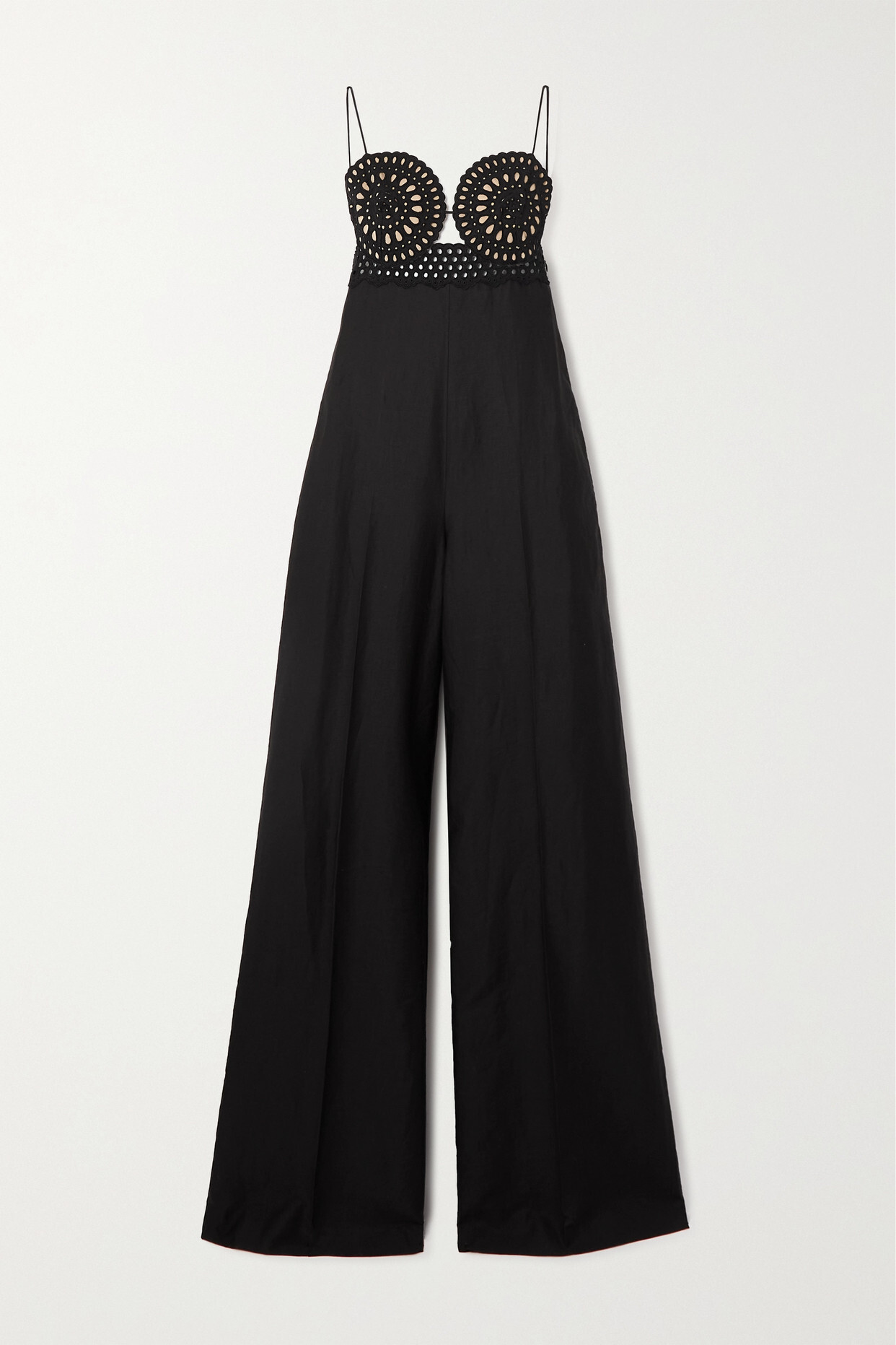 Stella McCartney - Broderie Anglaise And Crepe Jumpsuit - Black