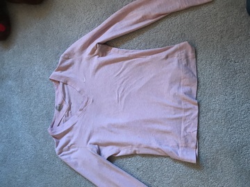 shirt,nike,95%cotton 5%spandex,tight fitting,v neck,light pink
